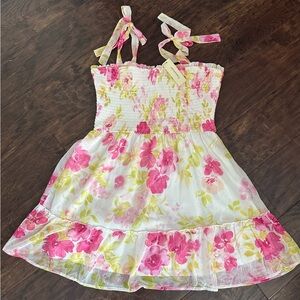 Francesca's Collections Pink & White Floral Tie-Shoulder Sundress